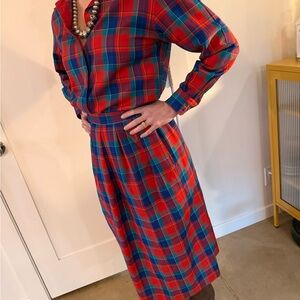 Vintage Pendleton Wool Plaid Set Skirt & Top Tartan USA Ralph Lauren Style
